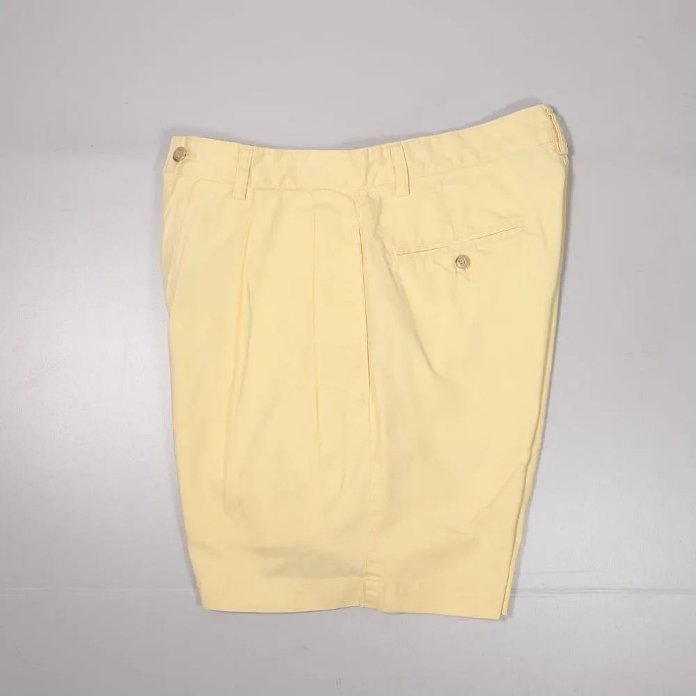 VTG Polo Ralph Lauren Andrew Shorts Yellow Pleated Cotton Mens 30 x 6